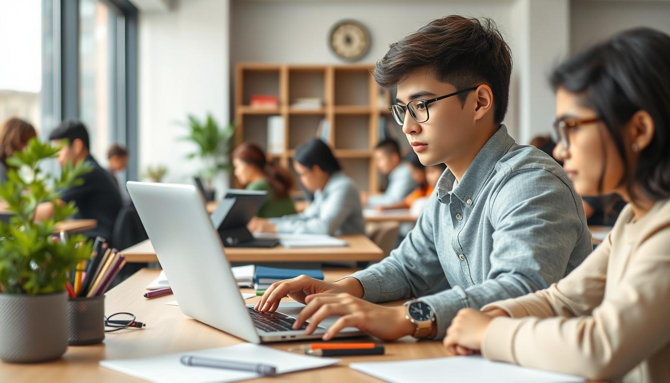 Student preparing for exams with study materials